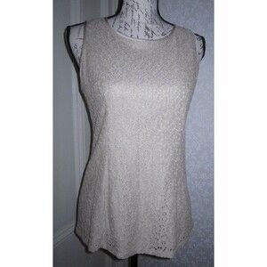 Banana Republic gold floral lace cutout sleeveless back zip top, ladies' size 6